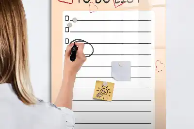 Tablica magnetyczna suchościeralna z listą rzeczy do zrobienia