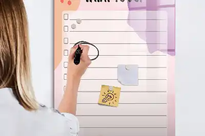 Tablica magnetyczna suchościeralna z listą zadań do wykonania