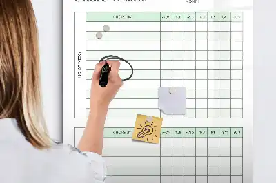 Tablica suchościeralna magnetyczna z motywem tabeli obowiązków