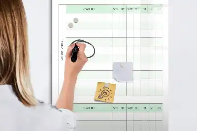 Tablica suchościeralna magnetyczna z motywem tabeli obowiązków