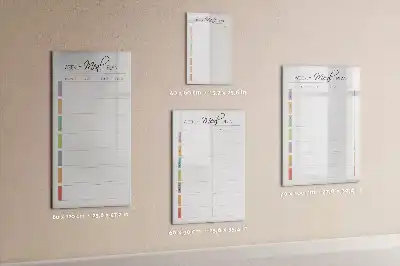 Tablica suchościeralna magnetyczna z tygodniowym planem posiłków