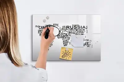 Edukacyjna tablica magnetyczna Kontynenty z liter z dołączonym pisakiem