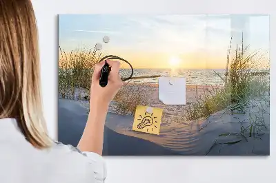 Tablica magnetyczna do pisania z motywem zachodu słońca na plaży