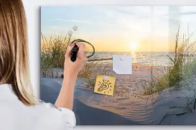 Tablica magnetyczna do pisania z motywem zachodu słońca na plaży