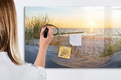 Tablica magnetyczna do pisania z motywem zachodu słońca na plaży