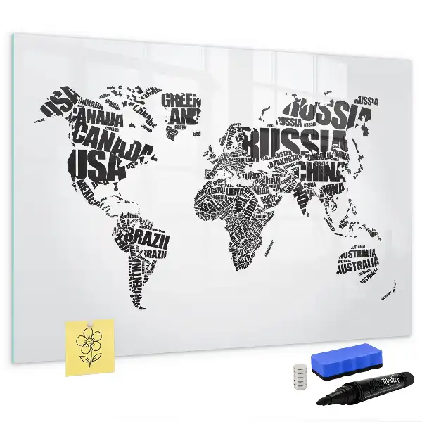 Mapa świata tablica magnetyczna z pisakiem