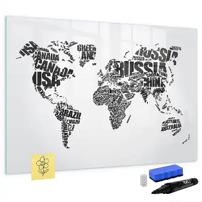 Mapa świata tablica magnetyczna z pisakiem
