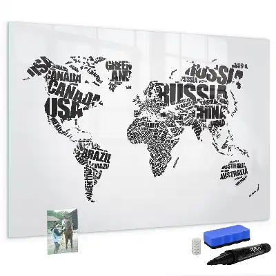Mapa świata tablica magnetyczna z pisakiem