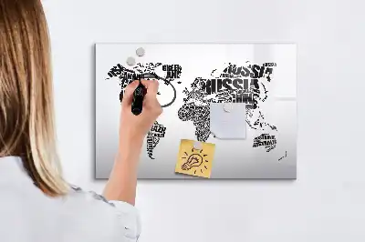 Mapa świata tablica magnetyczna z pisakiem