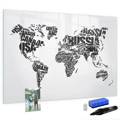 Mapa świata tablica magnetyczna z pisakiem