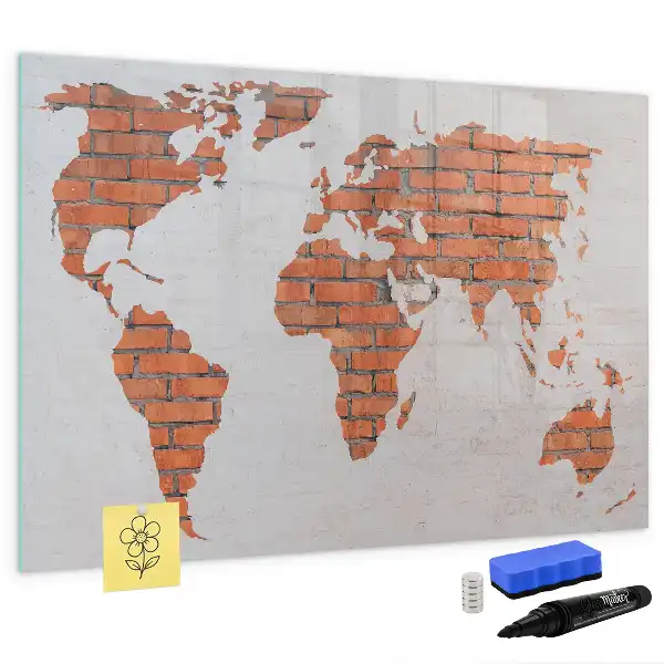 Mapa świata ceglana tablica magnetyczna do pisania