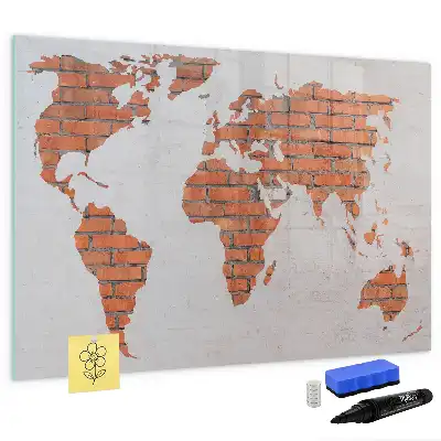 Mapa świata ceglana tablica magnetyczna do pisania