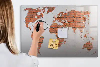 Mapa świata ceglana tablica magnetyczna do pisania