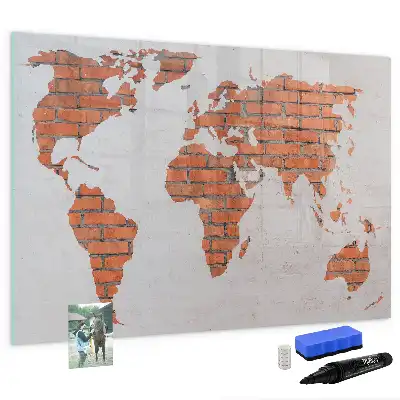 Mapa świata ceglana tablica magnetyczna do pisania
