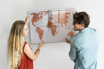 Mapa świata ceglana tablica magnetyczna do pisania