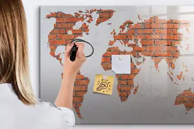Mapa świata ceglana tablica magnetyczna do pisania