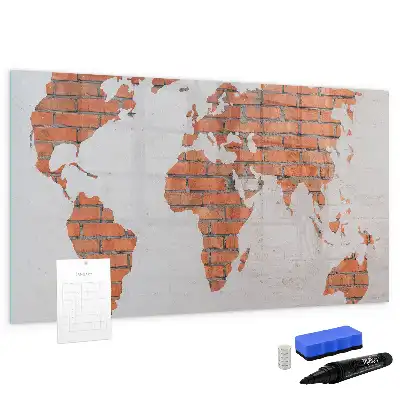 Mapa świata ceglana tablica magnetyczna do pisania