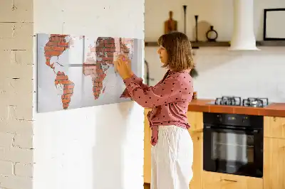 Mapa świata ceglana tablica magnetyczna do pisania