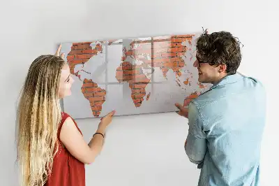 Mapa świata ceglana tablica magnetyczna do pisania