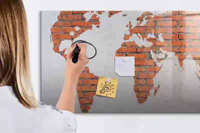 Mapa świata ceglana tablica magnetyczna do pisania