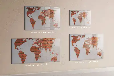 Mapa świata ceglana tablica magnetyczna do pisania