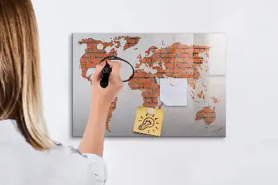 Mapa świata ceglana tablica magnetyczna do pisania