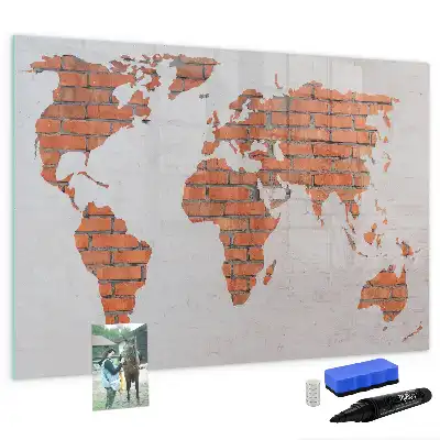 Mapa świata ceglana tablica magnetyczna do pisania