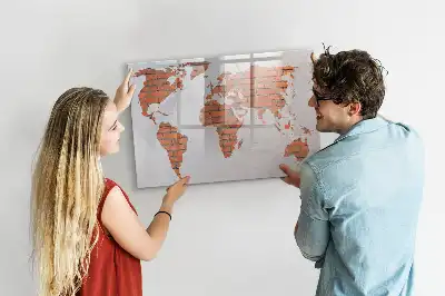 Mapa świata ceglana tablica magnetyczna do pisania