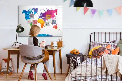 Tablica magnetyczna do pisania z motywem abstrakcyjnej mapy świata