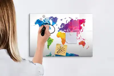 Tablica magnetyczna do pisania z motywem abstrakcyjnej mapy świata