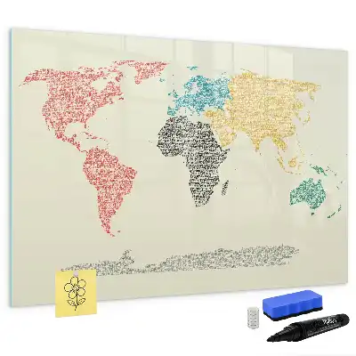 Tablica magnetyczna mapa świata z liter