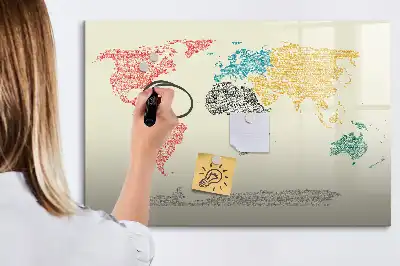 Tablica magnetyczna mapa świata z liter