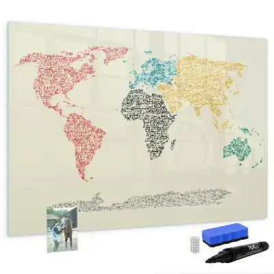 Tablica magnetyczna mapa świata z liter