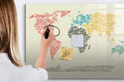 Tablica magnetyczna mapa świata z liter