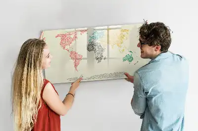 Tablica magnetyczna mapa świata z liter
