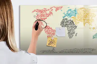 Tablica magnetyczna mapa świata z liter