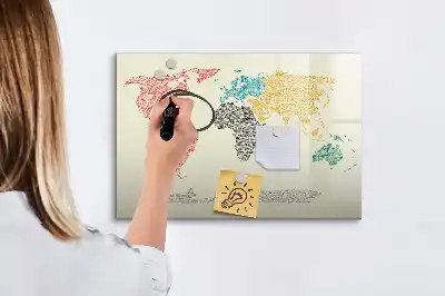 Tablica magnetyczna mapa świata z liter