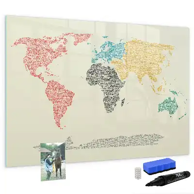 Tablica magnetyczna mapa świata z liter