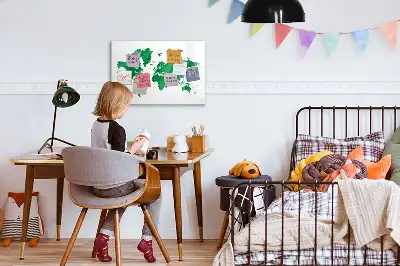 Tablica magnetyczna do pisania z motywem zielonej mapy świata