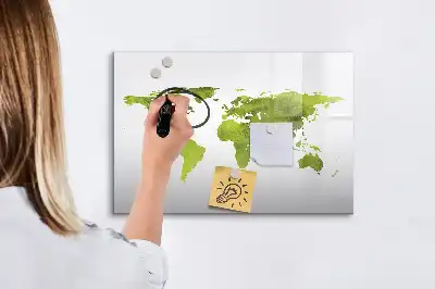 Tablica magnetyczna z pisakiem z motywem akwarelowej mapy świata