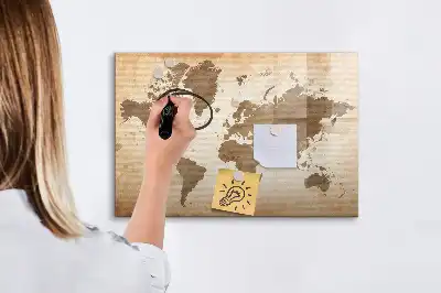 Tablica magnetyczna do pisania malowana mapa świata