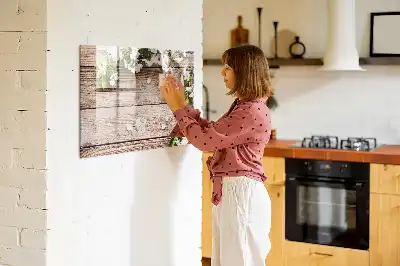 Tablica magnetyczna z pisakiem wzór kwiaty na drewnie