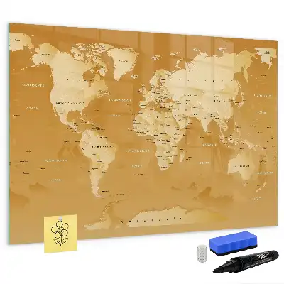 Mapa świata z tablicą magnetyczną i pisakiem