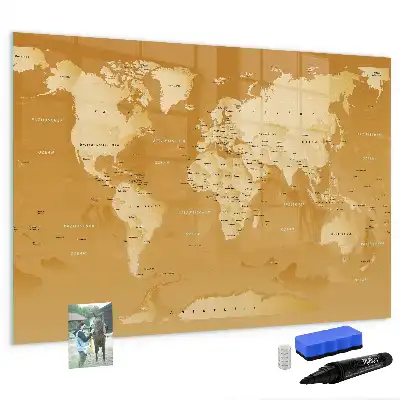 Mapa świata z tablicą magnetyczną i pisakiem