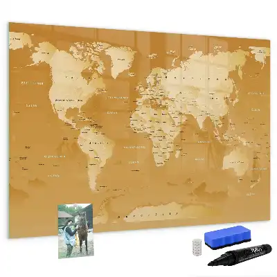Mapa świata z tablicą magnetyczną i pisakiem