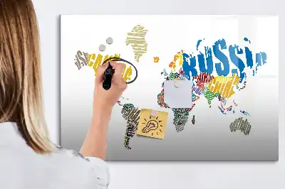 Tekstowa mapa świata tablica magnetyczna z pisakiem