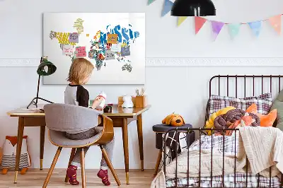 Tekstowa mapa świata tablica magnetyczna z pisakiem