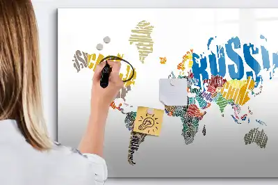Tekstowa mapa świata tablica magnetyczna z pisakiem