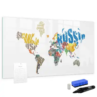 Tekstowa mapa świata tablica magnetyczna z pisakiem