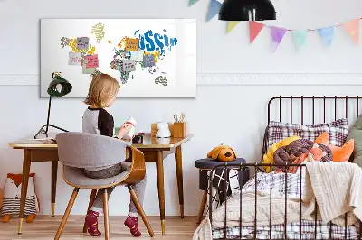 Tekstowa mapa świata tablica magnetyczna z pisakiem